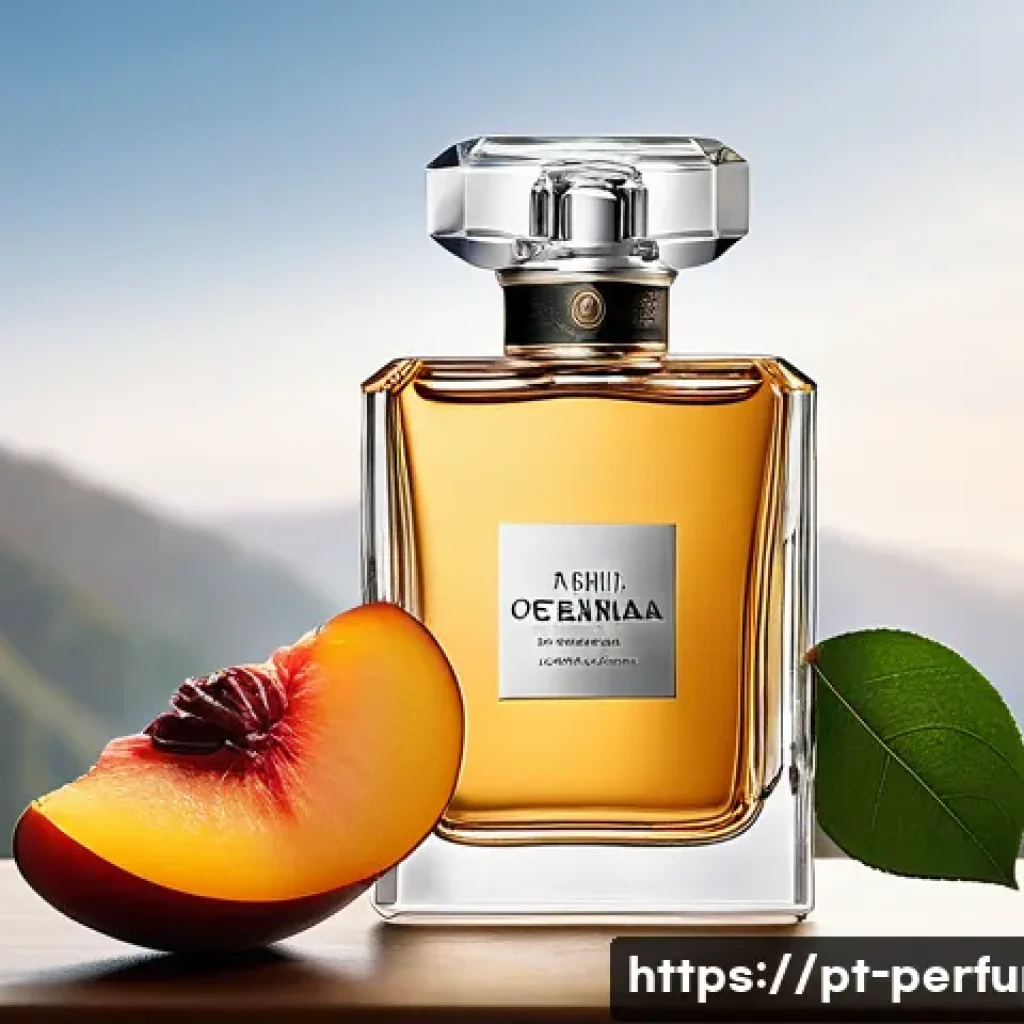 향수 시향 팁 - A sophisticated perfume bottle surrounded by natural elements representing the main fragrance famili...